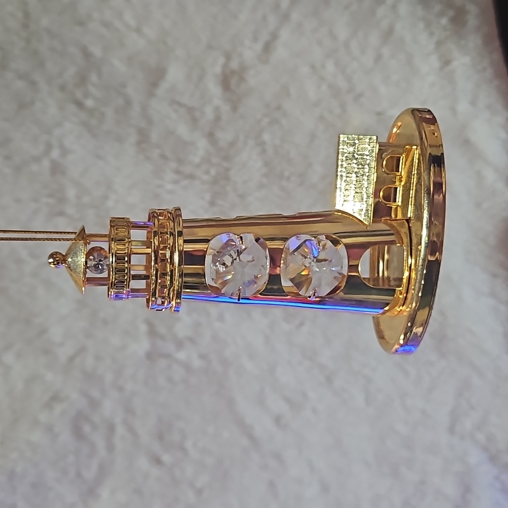 KG&C Gold Plated Lighthouse w/ Swarovski Crystals Ornament 3.5